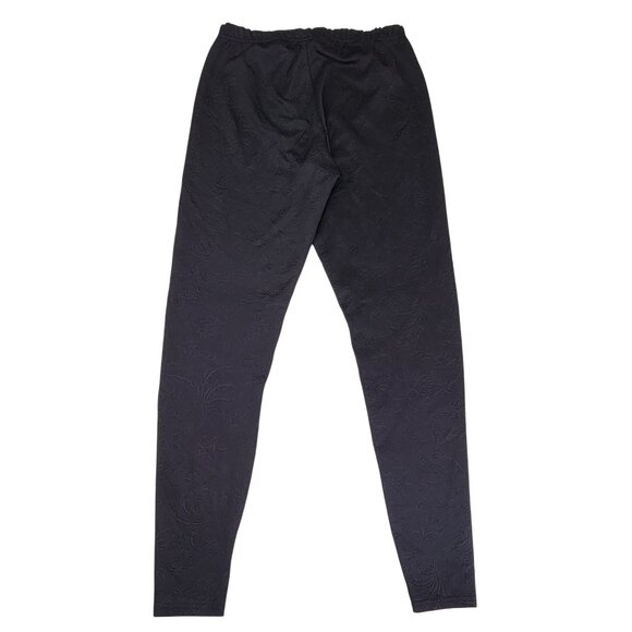 Xhilaration Leggings Black Floral Textured Polyester/Spandex Womens Small Petite - Picture 2 of 8